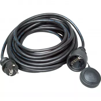 Extensão de segurança em borracha Kopp, ficha/conector fêmea de proteção, 10 m, H05RR-F 3G1.5, IP44, preto (147310042)