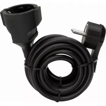 Kopp Cabo de extensão 3m com ficha e tomada Schuko planas, preto