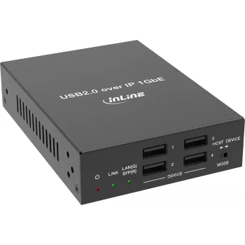 InLine® Extensor USB 2.0 Host/Device sobre IP, dispositivo único, RJ45 / SFP