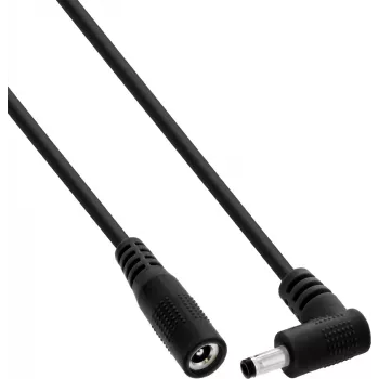InLine® Cabo de extensão DC, ficha angular, 4,0 x 1,7 mm, preto, 1 m