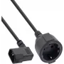 InLine® Adaptador de cabo de alimentação, IEC C14 com rosca para tomada Schuko, 3m, preto
