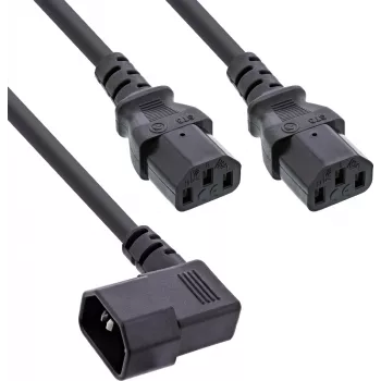 InLine® Cabo de alimentação em Y, aparelhos frios, 1x IEC-C14 angular para 2x IEC-C13, 1,8 m