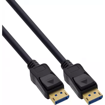 InLine® Cabo DisplayPort 2.1 UHBR20 80 Gb/s, preto, contactos dourados, 0,5 m