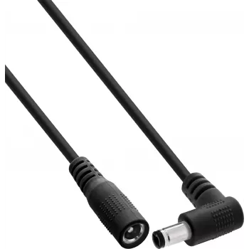 InLine® cabo de extensão DC, ficha angular, 5,5 x 2,1 mm, preto, 5 m