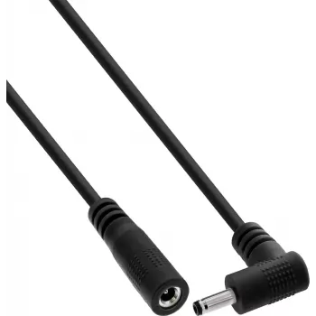 InLine® cabo de extensão DC, ficha angular, 3,5 x 1,35 mm, preto, 2 m