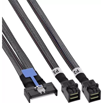 InLine® cabo MCIO, MCIO x8 para 2x MiniSAS-HD SFF-8643, 1 m
