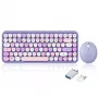 Perixx PERIDUO-713PP DE conjunto de teclado e rato mini sem fios, design retro-vintage, roxo, layout alemão
