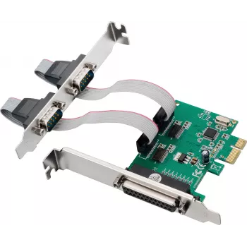 InLine® placa de interface PCIe, 2x RS-232 + 1x porta paralela