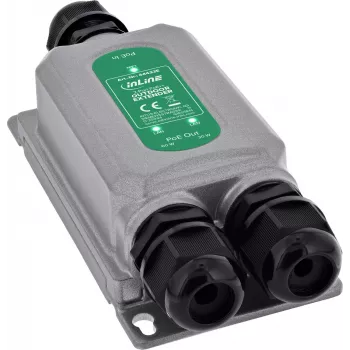 InLine® extensor Gigabit PoE, 90W, 2 portas, IP67, IEEE 802.3bt