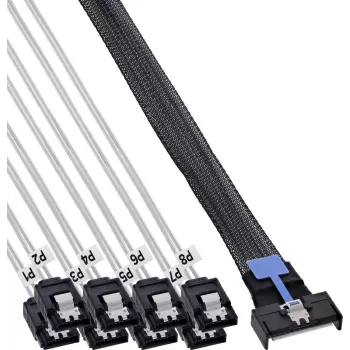 InLine® cabo breakout MCIO x8 para 8x SATA, 1 m
