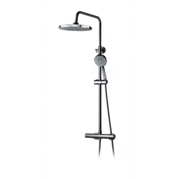 Conjunto de duche com termostato ST-98001 com chuveiro de teto e chuveiro de mão, cromado polido