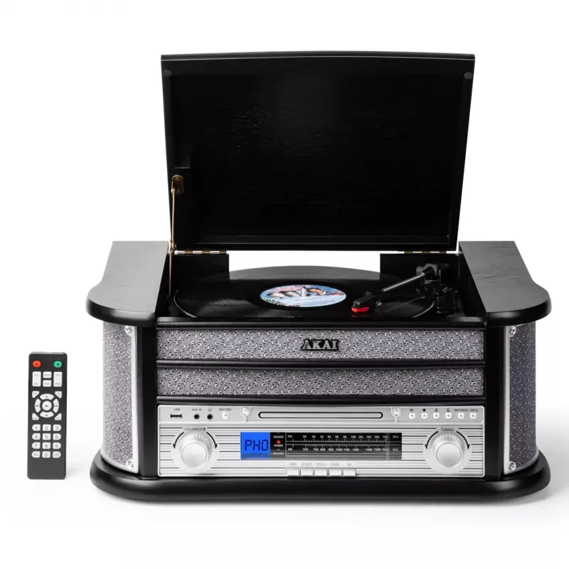AKAI ATT-350CC Gira-discos com CD, cassete, gravação USB e rádio AM/FM