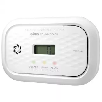 EURA CD-72A2V4300/B Detetor de monóxido de carbono com sensor eletroquímico, alarme 85 dB, 7 anos de vida útil do sensor