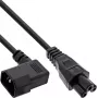 InLine® Cabo de alimentação, conector fêmea C14 angular para ficha C5, preto, 2 m