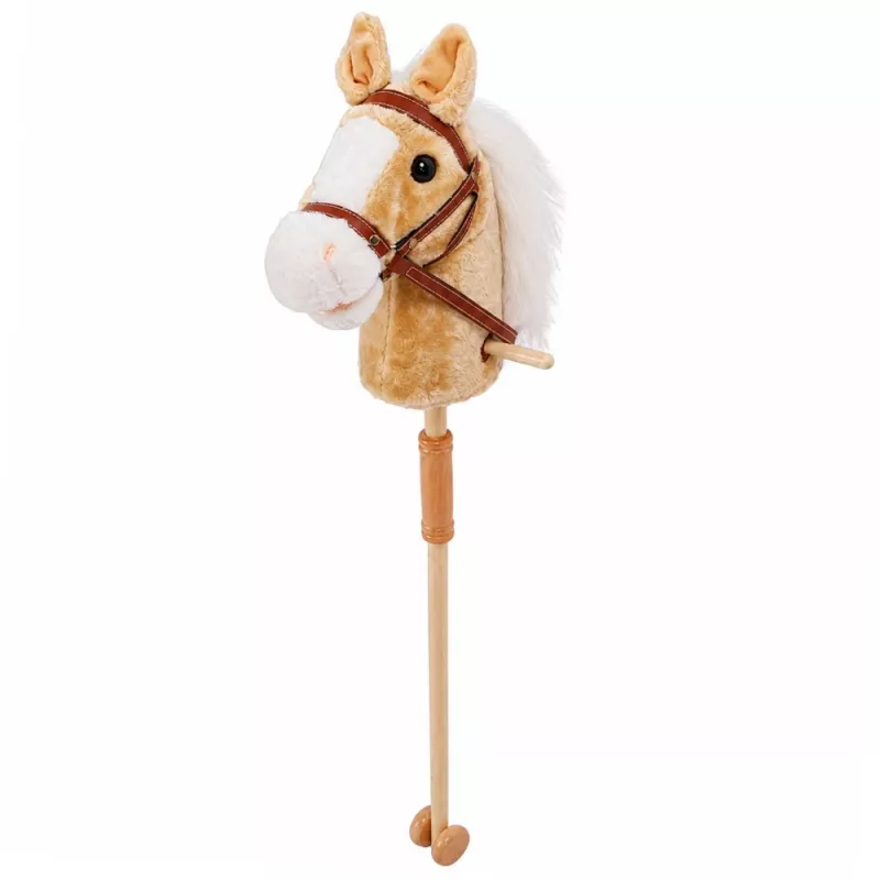 LEAN TOYS Cavalo de pau com sons de galope e relincho, bege, 100 cm