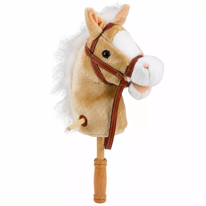 LEAN TOYS Cavalo de pau com sons de galope e relincho, bege, 100 cm