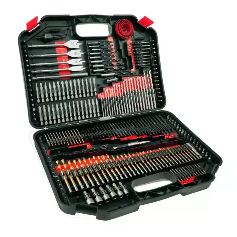DEDRA 18A11S246 Conjunto de 246 peças de brocas e pontas de aparafusar com brocas HSS, para madeira, para alvenaria e pontas CrV em mala de plástico