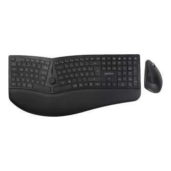 Perixx PERIDUO-614 DE Conjunto ergonómico sem fios de teclado e rato, teclado dividido, rato vertical, 2,4 GHz, preto (layout alemão)