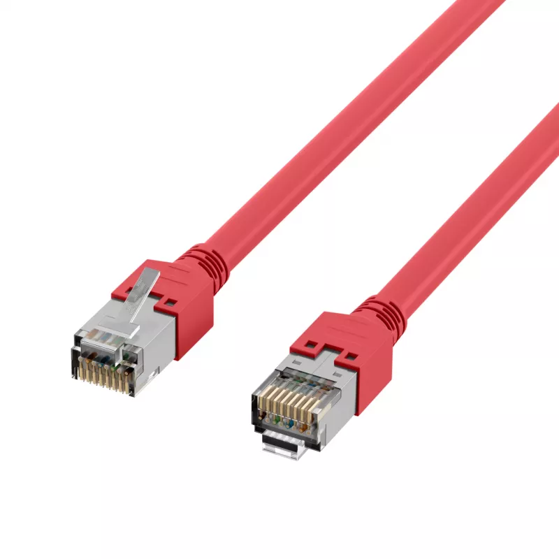 EFB Elektronik K2793.0,50 Cabo de rede patch crossover RJ45 Cat.5e SF/UTP, Hirose TM11, Draka UC300, 0,5 m, vermelho
