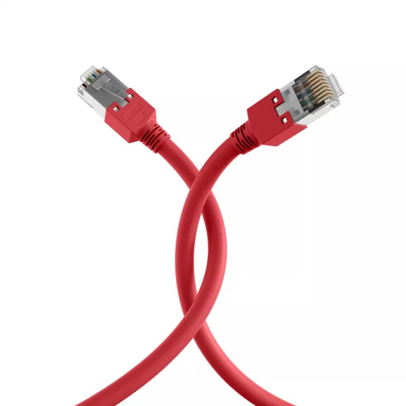 EFB Elektronik K2793.0,50 Cabo de rede patch crossover RJ45 Cat.5e SF/UTP, Hirose TM11, Draka UC300, 0,5 m, vermelho