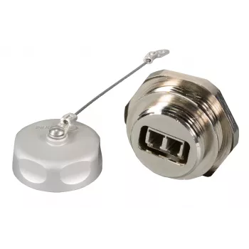 EFB Elektronik IP67DFKLCDM adaptador de passagem LC duplex, caixa metálica, bucha de cerâmica, M25