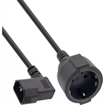 InLine® adaptador de cabo de alimentação IEC C14 para tomada Schuko, 2m, preto