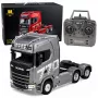 HUINA 32329 Scania 1:18 6 canais RC trator de reboque cinzento prateado