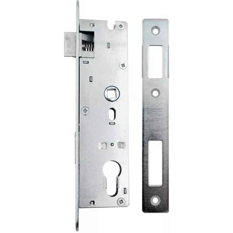 PSG 63.211 L/P Fechadura de embutir com lingueta e ferrolho, substituível, chapa frontal 220 x 22 mm, 72 mm PZ, 50 mm entre-eixos, aço zincado