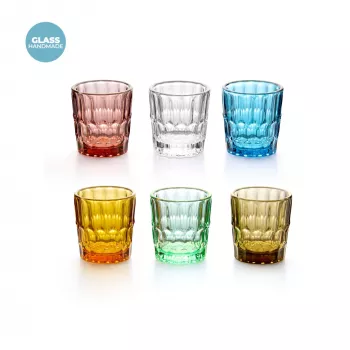 Conjunto de copos Guzzini Vanity Glass com 6 copos de shot de vidro, cores sortidas (13140552)