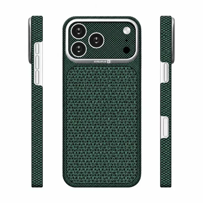 Capa MagSafe Evelatus Apple iPhone 17 Pro Carbon Premium Edition verde