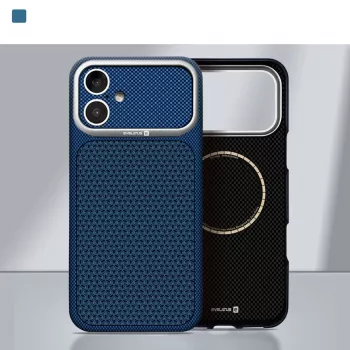 Capa MagSafe Evelatus Apple iPhone 16 Carbon Premium Edition azul meia-noite
