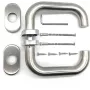 Conjunto de maçanetas PSG Milano em aço inoxidável com espelho oval para fechadura, escovado acetinado, reversível para portas interiores, 63.401