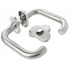 Conjunto de maçanetas PSG Milano em aço inoxidável com espelho oval para fechadura, escovado acetinado, reversível para portas interiores, 63.401