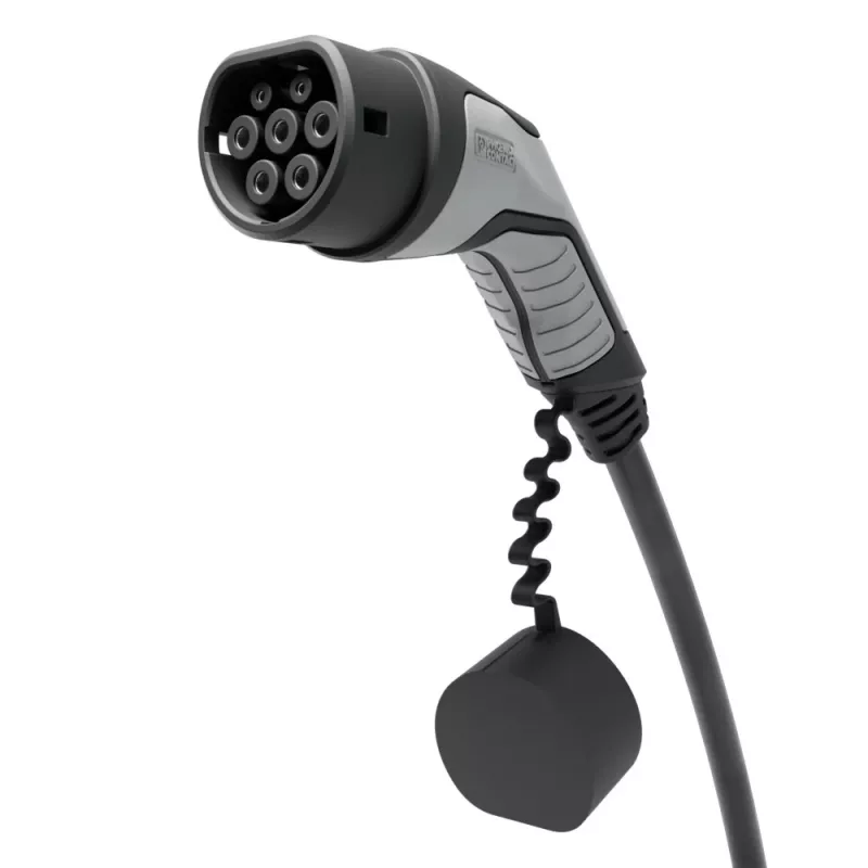 Estação de carregamento Wallbox Pulsar Plus 7,4 kW Type 2 para veículos elétricos, branca com cabo preto de 5m