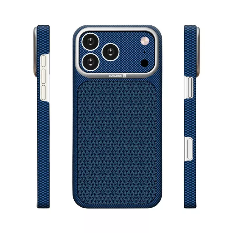 Capa MagSafe Evelatus Apple iPhone 17 Pro Carbon Premium Edition azul meia-noite