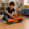 Camião de reboque com grua assistência em viagem gancho luzes sons laranja 1:18 LEAN TOYS