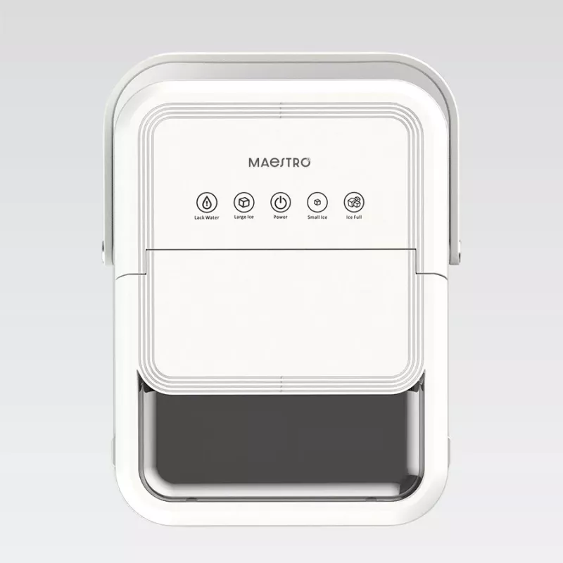 Máquina de gelo Maestro MR-821 10-12 kg/24h, depósito de 2,2L, gelo em bala, controlo eletrónico, tampa transparente
