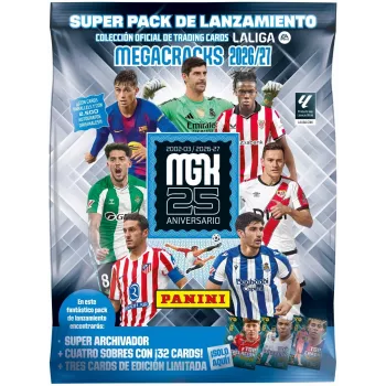 PANINI KOLEKCJA La Liga 2027 Mega Set – Adrenalyn XL Trading Card Collection com 10 booster packs, 4 cartas exclusivas, álbum e código online