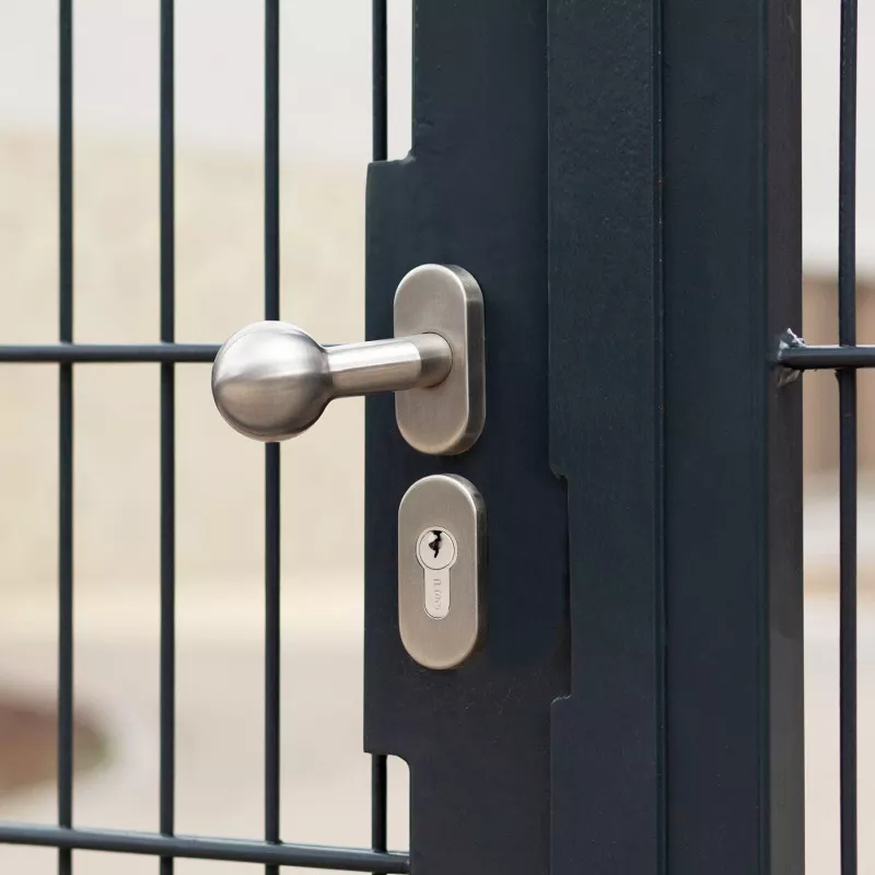 PSG 63.410 Maçaneta de porta redonda fixa em aço inoxidável com espelho de chave oval