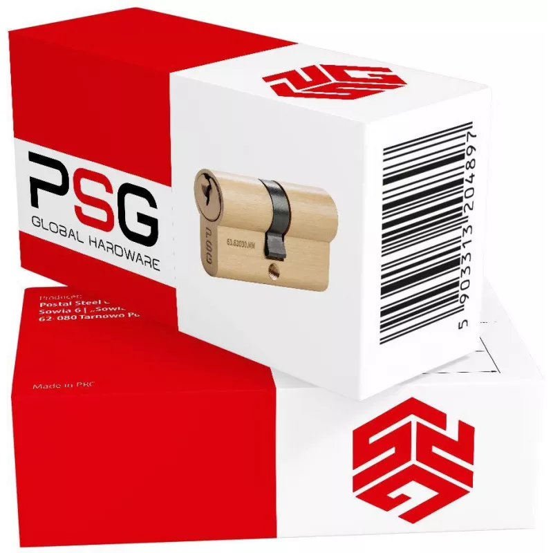 Cilindro de fechadura duplo PSG 63.63030.MM latão perfil europeu 30/30 mm