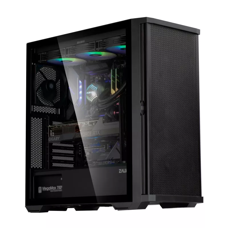 Caixa Zalman Z10 ATX Mid-Tower, preta, vidro temperado, 4 ventoinhas ARGB