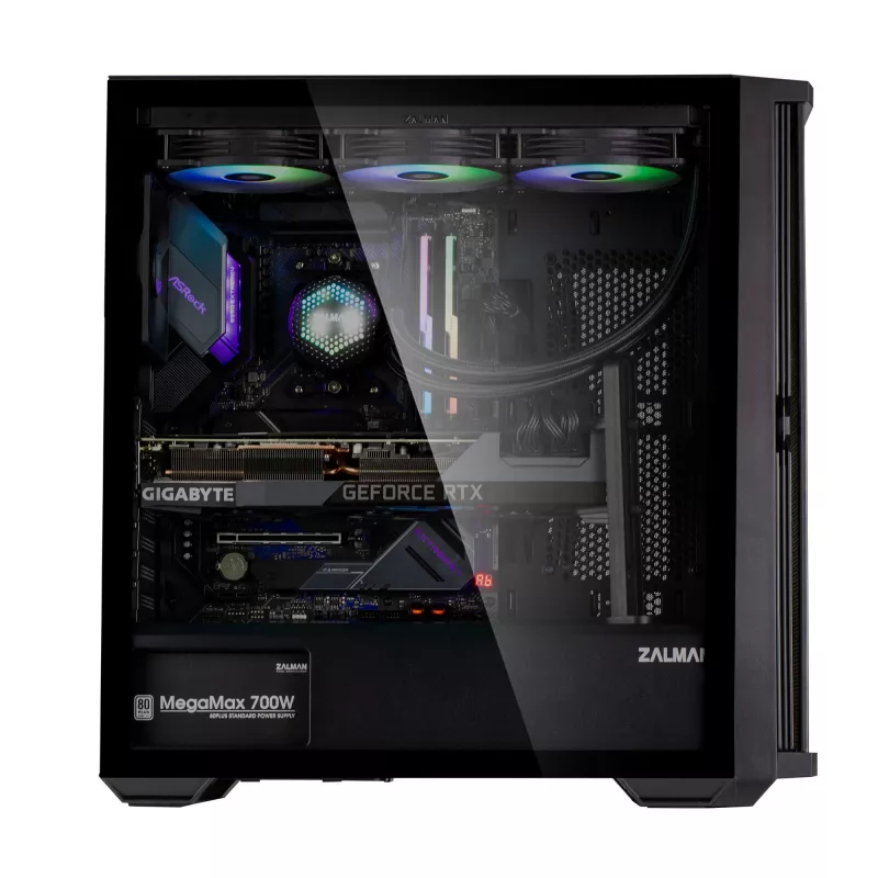 Caixa Zalman Z10 ATX Mid-Tower, preta, vidro temperado, 4 ventoinhas ARGB