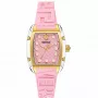 Versace VE8K00224 Relógio de quartzo para mulher, 45 mm, caixa de aço inoxidável cinzento, mostrador rosa, bracelete de silicone rosa