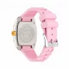 Versace VE8K00224 Relógio de quartzo para mulher, 45 mm, caixa de aço inoxidável cinzento, mostrador rosa, bracelete de silicone rosa