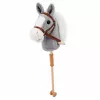 Cavalo de pau LEAN TOYS cavalo numa vara cabeça de cavalo galopar relinchar sons Cinzento 100 cm