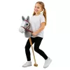Cavalo de pau LEAN TOYS cavalo numa vara cabeça de cavalo galopar relinchar sons Cinzento 100 cm