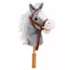Cavalo de pau LEAN TOYS cavalo numa vara cabeça de cavalo galopar relinchar sons Cinzento 100 cm