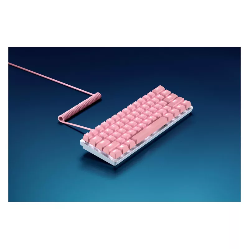 Razer PBT Keycap + Coiled Cable Upgrade Set, Doubleshot-PBT, cabo espiral USB-C para USB-A, Quartz Pink (RC21-01491000-R3M1)