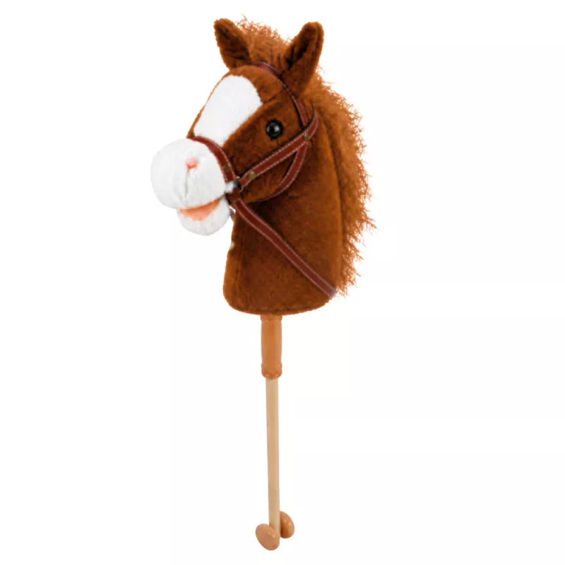 Cavalo de pau LEAN TOYS com sons de galope e relincho, Castanho, 100 cm