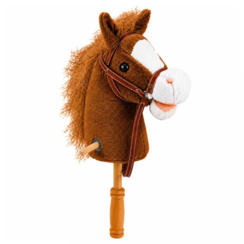 Cavalo de pau LEAN TOYS com sons de galope e relincho, Castanho, 100 cm